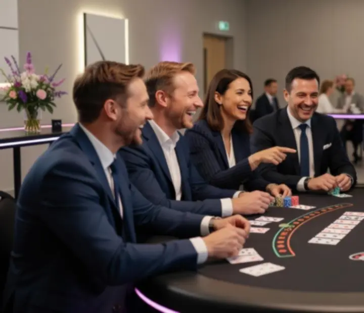 Hosté zapojení do blackjackového programu při večerní akci