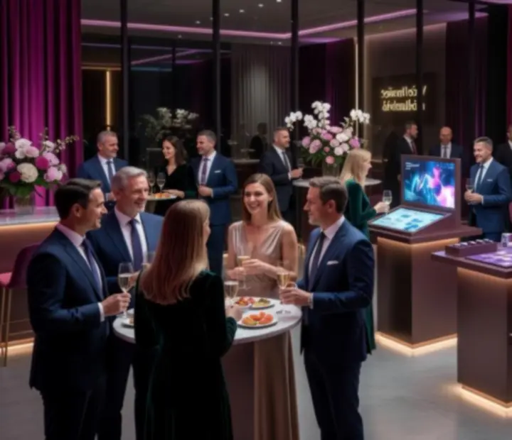 Elegantní večerní event s hosty, moderátory a stolní zábavou