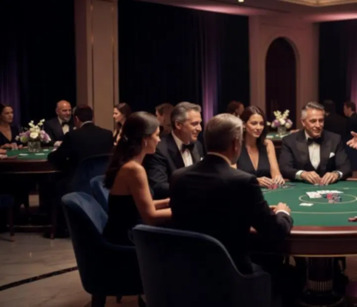 Elegantní pokerový večer Karlovex s hosty u stolů